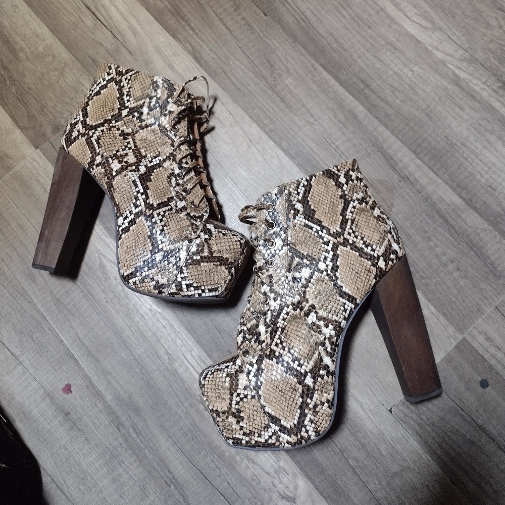 Jeffery Campbell snake skin booties